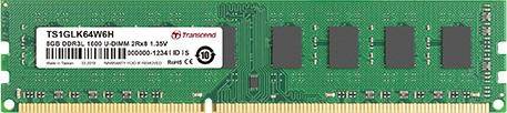 TRANSCEND 8GB DDR3L-1600 LOW VOLTAGE \ DUAL VOLTAGE DESKTOP U-DIMM 1.5V/1.35V 2RX8 CL11